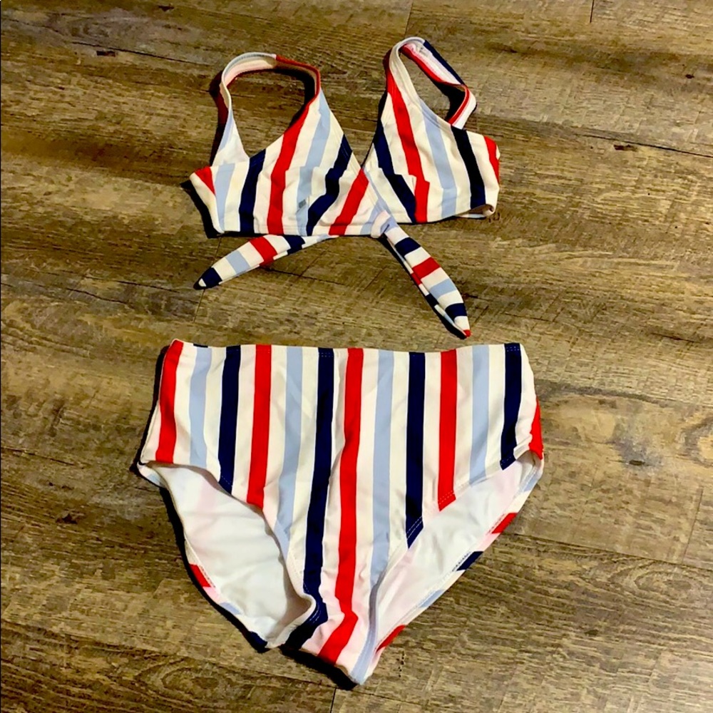 Red, White, & Blue Striped Swimsuit